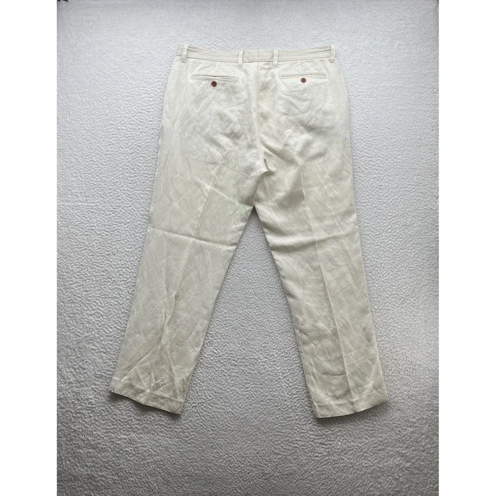 Tommy Bahama Pants Mens 38x32 Ivory White Linen Blend Relaxed Golf Resort Beach
